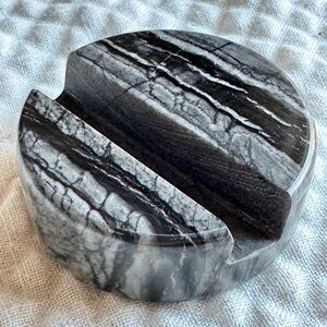 New Natural Gray Black Jasper Quartz Stone Cell Phone Free-Standing Holder Stand